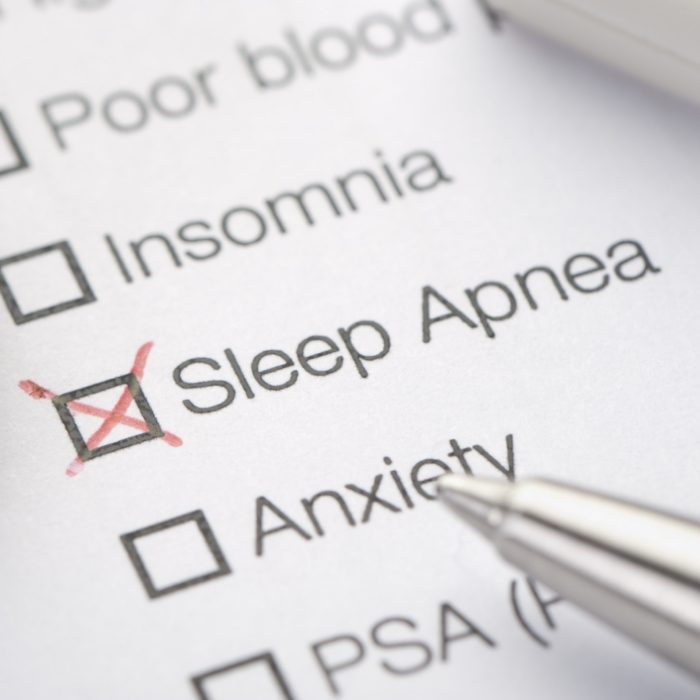 Medical form with checkmark next to box for sleep apnea